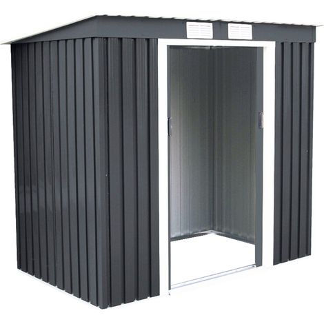 Casetta da giardino in lamiera zincata 213 x 130 x 173 cm grande capienza con ventilazione naturale stile contemporaneo grigio 200020630