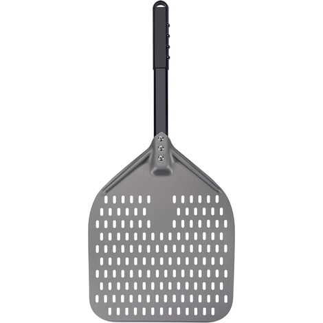 Pala para pizza de 30 cm, perforada, de aluminio anodizado duro, resistente a altas temperaturas, ideal para hornear pizzas y panes caseros.