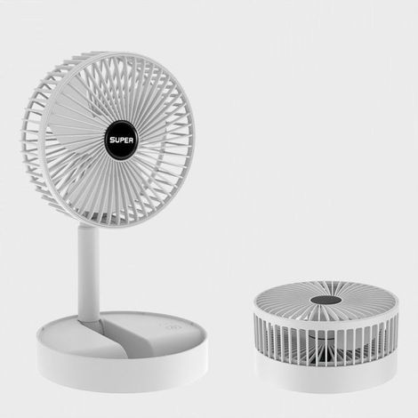Tragbarer, faltbarer Standventilator mit USB-Ladefunktion, 3 Geschwindigkeitsstufen und 2000-mAh-Akku für Zuhause, Camping, Outdoor-Aktivitäten und Büro, 16,5 cm (6,5 Zoll), weiß (1/5)