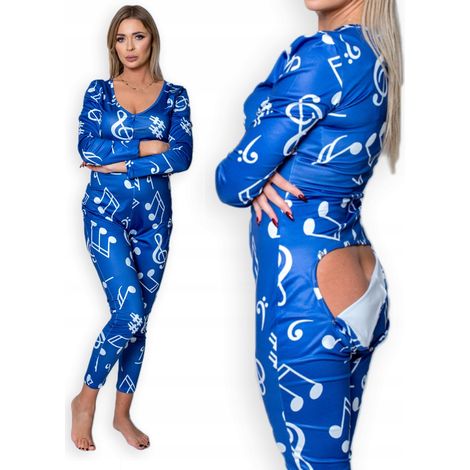 Damenpyjama, Valentinstagsgeschenk für Mädchen, mit Klappe, Marineblau, Größe L