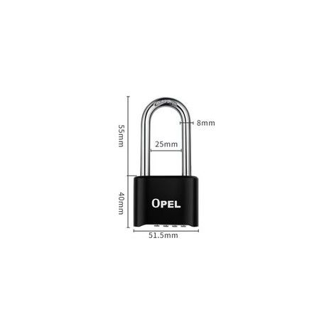 Cadenas Code 4 Chiffres, 52mm Cadenas Extérieur Etanche, Robuste et Antivol, 8mm Loquet Cadenas à CombinaisonNoir, faisceau long-50mm