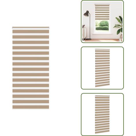 Zebrarollo Sandbraun 115x200 cm Stoffbreite 110,9 cm Polyester - Zebra-Jalousie - Zebra-Jalousien - Zebra-Rollo - Doppelrollo (1/5)
