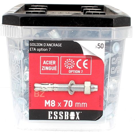 ESSBOX de 50 Goujons D'Ancrage 8X70 Acier