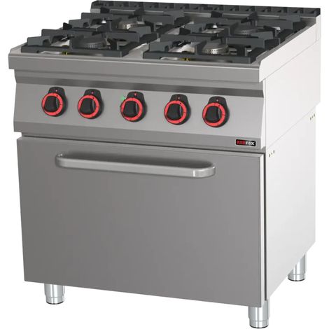 Fourneau combiné avec four à air chaud électrique GN 1/1 - 4x brûleur REDFOX - SPT 70/80 11 GE - REDFOX