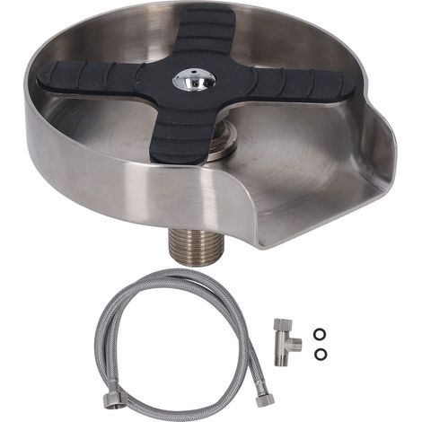 Verre rinçoir évier cuisine haute pression automatique lave-tasses avec base acier inoxydable tuyau et vanne trois voies filetage EU 3/8 diamètre 16mm (1/5)