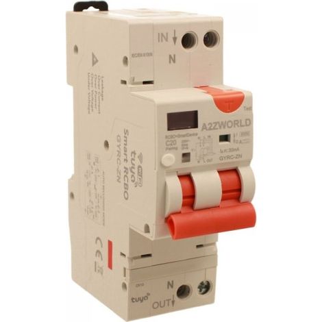 Interruttore Differenziale Magnetotermico WiFi con Riarmo Automatico e Display, Salvavita Tipo A Curva C 30mA, 220V 1-20A 2M, App Tuya con Misure: Corrente Residua, Intensità, Potenza, Tensione, Tempe