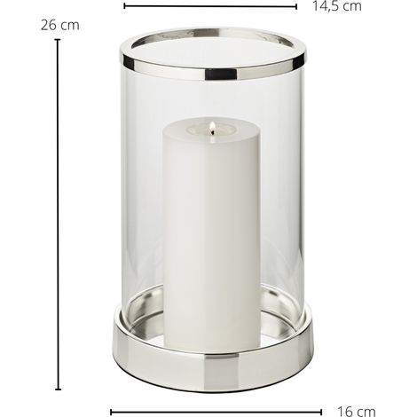 Lanterne Photophore Décorative Plaquée Argent Anti-Ternissement H 26 cm Ø 16,5 cm - PANGIVO (1/5)