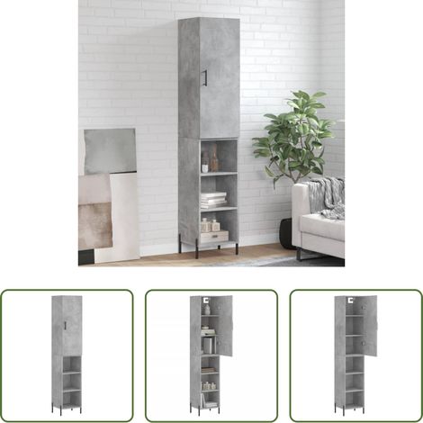 Holzwerkstoff - Highboard Betongrau 34,5x34x180 cm Holzwerkstoff (1/5)