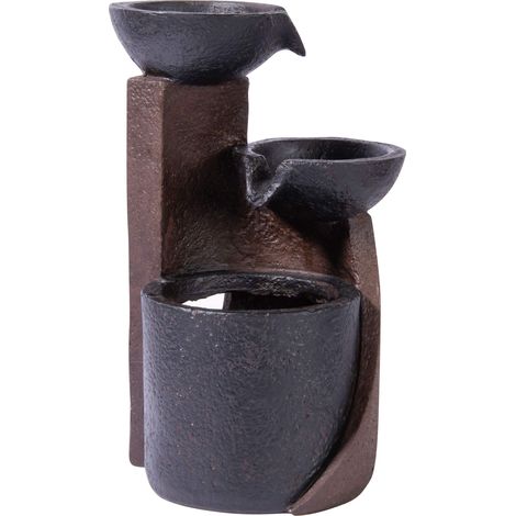 Fontaine de Table, Design à Trois Niveaux, en polyrésine, Petite Fontaine, Jeu d'eau décoratif pour Salon, Bureau, intérieur - Fontaine décorative - 14,2 x 14,2 x 22 cm - Gris (1/5)