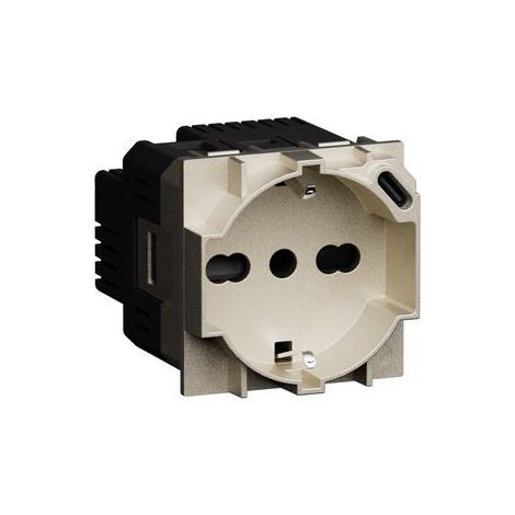 L.Now - Presa Ita P40+Usb 18W 2 Moduli. Champagne ( Bticino Cod. Kc4140A16Usb )