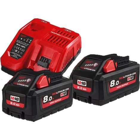 Milwaukee M18HNRG-802 18V M18 2 x 8.0Ah RED LI-ION High Output Battery & Charger Kit