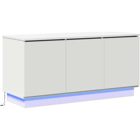Mobile porta TV moderno con illuminazione LED 100 x 38 x 49 cm design essenziale e contemporaneo in legno multistrato bianco 020052201