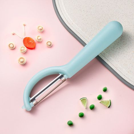 2-in-1 Sparschäler, Küchenhelfer, Kartoffel- und Obstschäler, Gemüseschäler, manueller Schnellschäler, Gemüsemesser (blau).