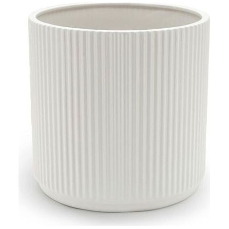 Pot de fleurs en céramique blanche à rayures verticales – Idéal pour les plantes d'intérieur, la décoration du salon, du bureau ou d'un jardin suspendu, convient à diverses plantes vertes, diamètre 9,
