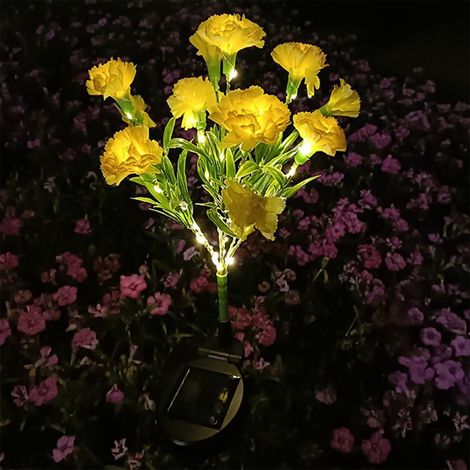 Solar Flower Lights - Outdoor Garden Stake Lights - IP65 Waterproof - Auto On/Off - 8 Hr Runtime - Yellow - 1 Piece (1/5)