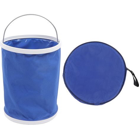 Seau pliable 13 L, récipient à eau pliable, portable, grande capacité, bleu avec sac de rangement (1/5)