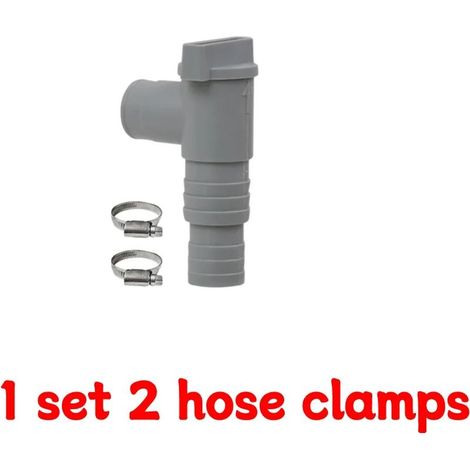 Accessoires de piscine (1 jeu de 2 colliers de serrage) Adaptateur de tuyau de piscine en PVC, vanne à piston marche/arrêt 32 mm durable et étanche, pièce de rechange pour équipements extérieurs (1/5)