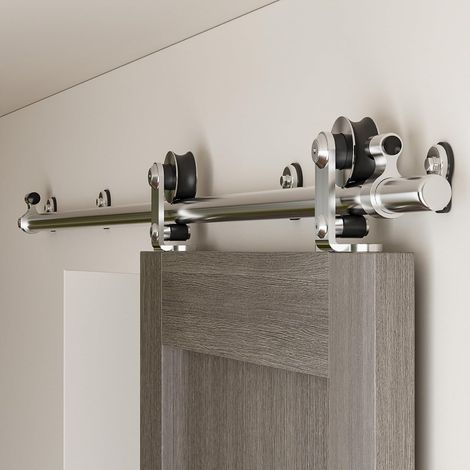 1.8M (6FT) Acier Inoxydable Rail Porte Coulissante, Quincailleri Kit de Rail Pour Porte en Bois Simple