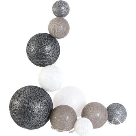 Guirlande Boules 10 Led "Multi Taille" 192cm Gris