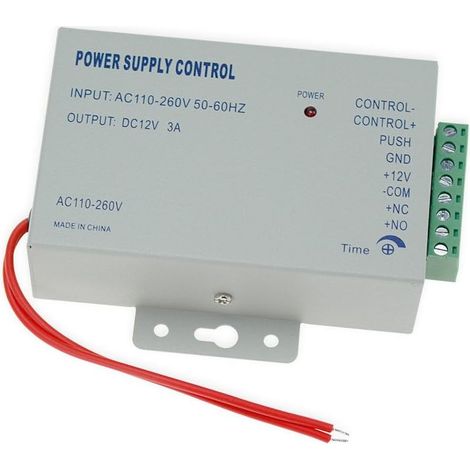 1 Alimentation,Entrée AC 100-240V,Sortie DC 12V 3A,Système contrôle accès,Verrou électrique