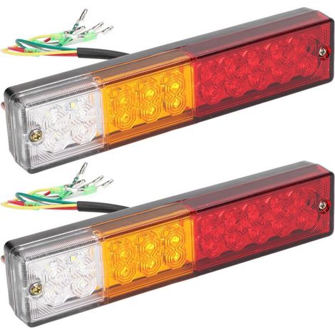 Feux arrière de remorque, une paire de feux arrière rectangulaires, 12V, 20 LED, étanches, feux de position latéraux arrière, clignotants arrière, adaptés aux camping-cars, camions et caravanes. (1/5)