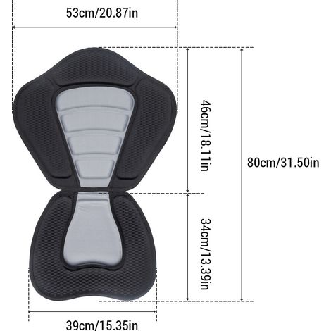 Coussin de siège de kayak avec support dorsal en mousse EVA rembourré pour bateau, coussin de canoë confortable, sangles réglables pour bateau/planche de paddle SUP/gonflable (1/5)