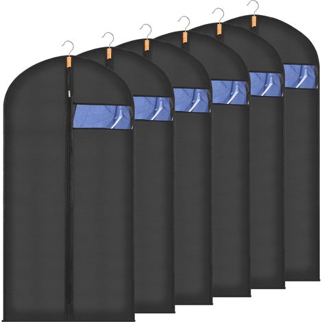 6 Kleidersäcke 140x60cm PEVA Anzughülle staubdicht Schwarz (1/5)
