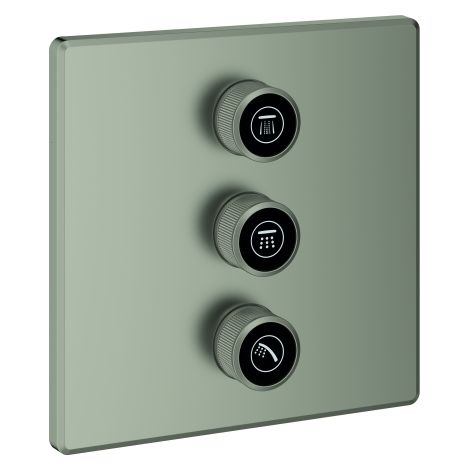 GROHE 3-fach Unterputzventil Grohtherm SmartControl 29127, Fertigmontageset für Rapido SmartBox, Wandrosette eckig, satin steel