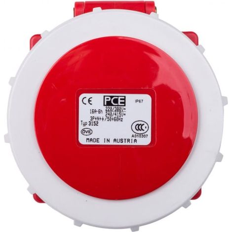 Presa da pannello 16A 5P 400V /75x75/ rossa IP67 power twist 3152-6
