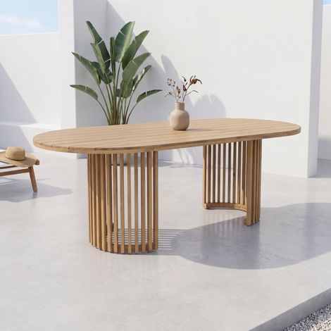 Table de jardin bois d'acacia 6 places naturel - Alora