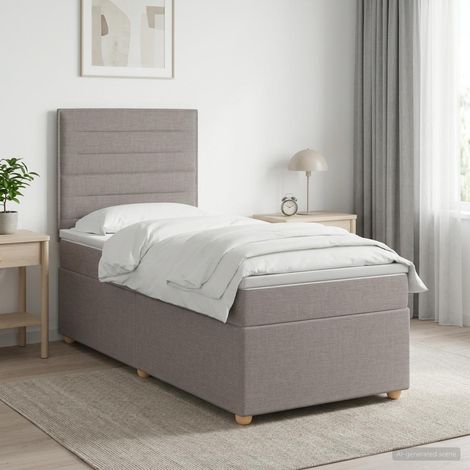 vidaXL Lit boxspring avec matelas Taupe 100 x 200 cm Tissu (1/5)