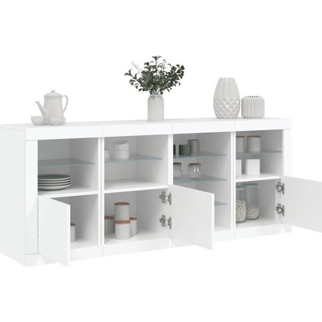 Sideboard mit LED-Leuchten Weiß 164x37x67 cm
