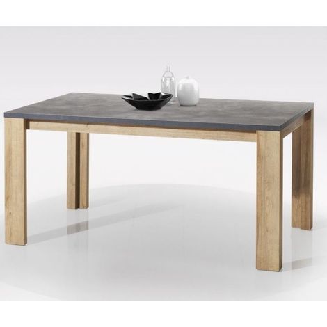 Abitare – Table extensible 160x90 cm gris avec pieds en chêne naturel – Finition mélaminé – Certification FSC pour fabrication responsable (1/5)