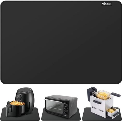 Heat Resistant Air Fryer Mat,Fireproof Silicone Mat for Kitchen Countertop Countertop Protector,Non Slip and Waterproof 11.8 x 18.7 inch,Black (1/5)
