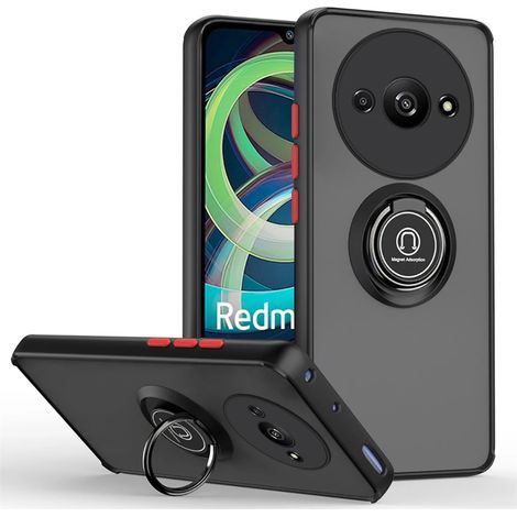Custodia in silicone per Xiaomi Redmi A3, con protezione per la fotocamera, trasparente/nera (1/4)