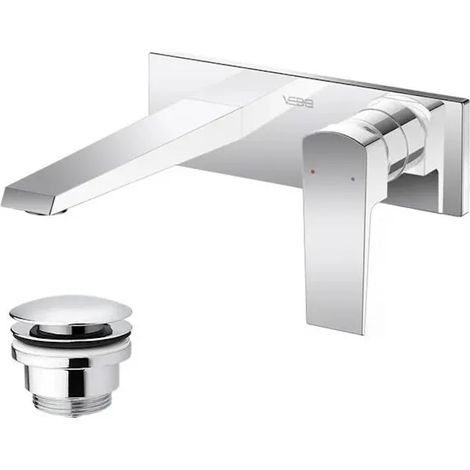 Mitigeur de lavabo mural avec bonde (bouchon) chromé