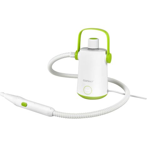 COSTWAY Dampfreiniger Portable Handgerät, 3 Bar max. Dampfdruck, Handdampfreiniger mit 300ml Wassertank, 116cm Schlauch & 3m Kabel & 10 Zubehör Set Grün