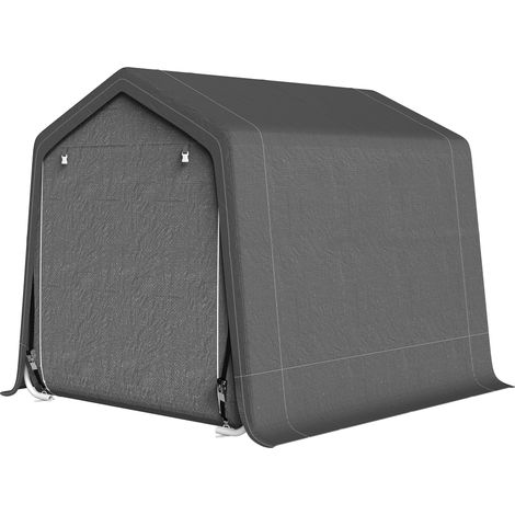 Abri de garage pour voitures, motos et outils, en métal et toile PE, 280 x 240 x 240 cm, gris (1/5)