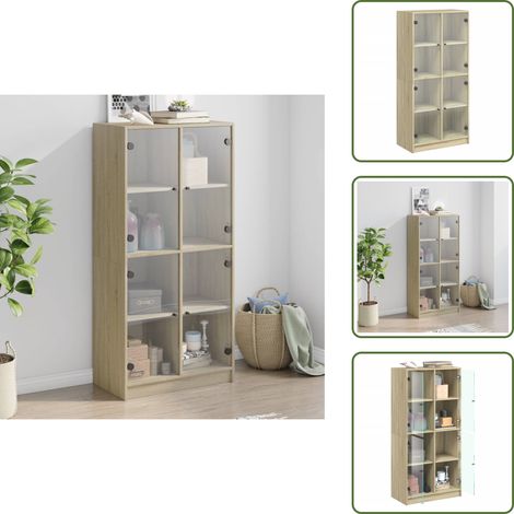 Buffet haut avec portes chêne sonoma bois d'ingénierie - Buffet - Meuble De Rangement - Armoire - Bibliothèque - Commode (1/5)