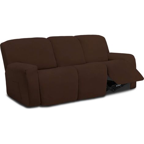 Lot de 8 Housses de canapé 3 Places en Microfibre Extensible, Douce et ajustée, Housse de Protection Lavable avec élasticité pour Enfants, Animaux domestiques (canapé inclinable, café) (1/5)