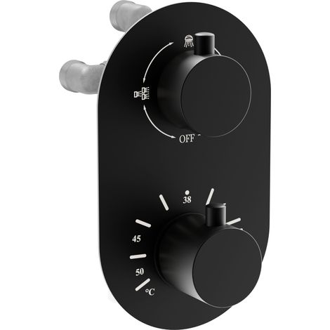 Batterie bain-douche thermostatique à 3 sorties Mexen Kai, noire - 77602-70