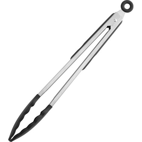 27 cm Pince Cuisine Professionnel, Pince Barbecue en Acier Inoxydable et Silicone Alimentaire, Pince de Cuisine Résistant à la Chaleur Noir (1/5)