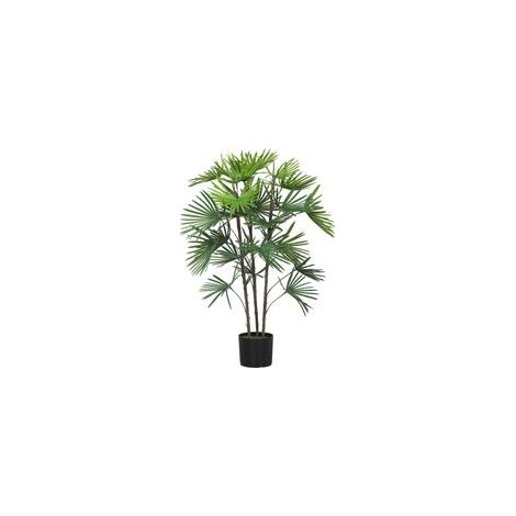 Künstliche Zimmerpflanze, 90 cm, künstliche Palme mit Plastiktopf und Beflockung, grün