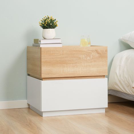 Table chevet moderne empilable 2 tiroirs armoire chambre table basse salon salon en bois bois - Dimensions: 50x40x47,5 cm - Couleur: Blanc