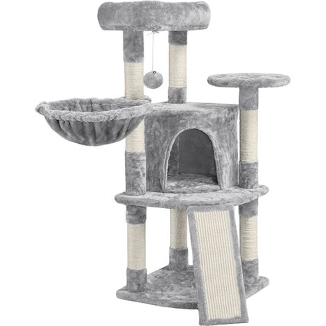 Homevive Árboles para Gatos Adultos Rascador Torre de Escalada Felpa para Gatito Poste de Rascar para Mascota 107 cm Gris Claro