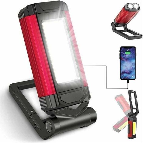 Lampe de Travail Rechargeable Puissante Rouge,7 Modes Lampe Mecanicien pour d'urgence, Baladeuse LED Lampe Atelier avec Base Magnétique, Lampe Torche avec IPX6 Étanche, Garage et Camping (1/4)