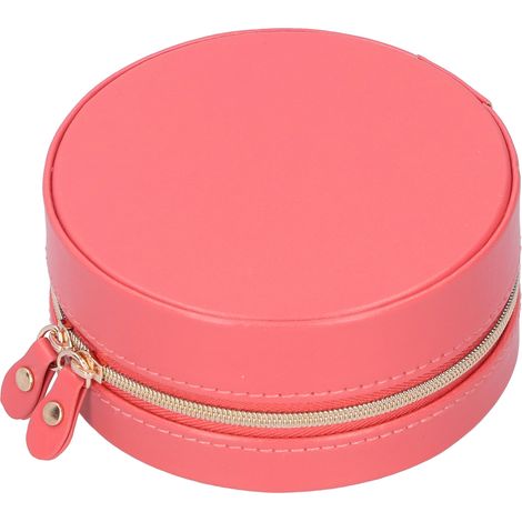 Écrin à bijoux portable rond pour bagues, boucles d'oreilles et colliers - Boîte de rangement et présentation (1/5)