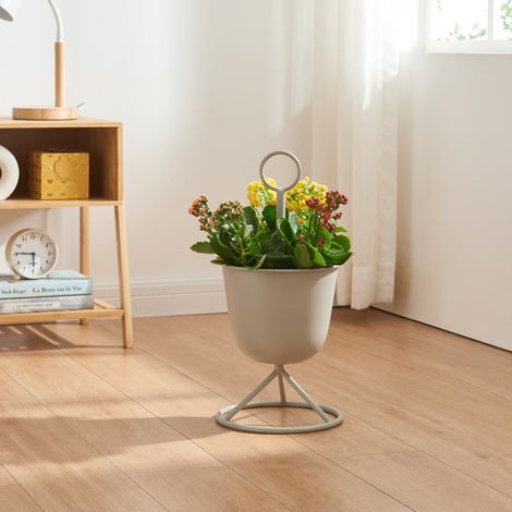 Soporte para plantas Alphen con macetero metal 48xØ23cm - Gris Claro [en.casa]