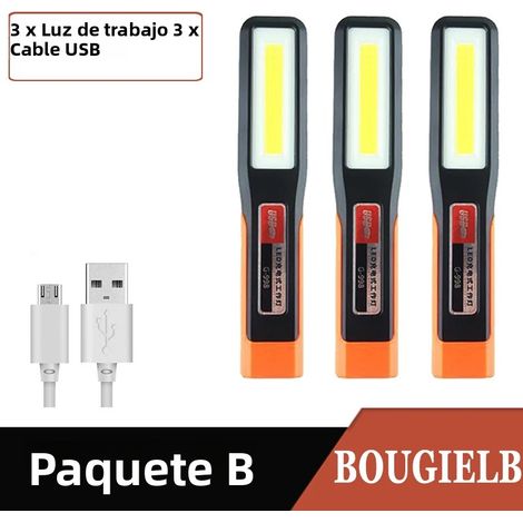 (3 articles) Lampe de travail LED, lampe torche magnétique rechargeable USB avec bande lumineuse de signalisation (1/5)