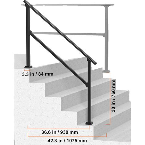 Barandilla de escalera exterior, ángulo regulable, alta capacidad de carga, tipo B (1/2)